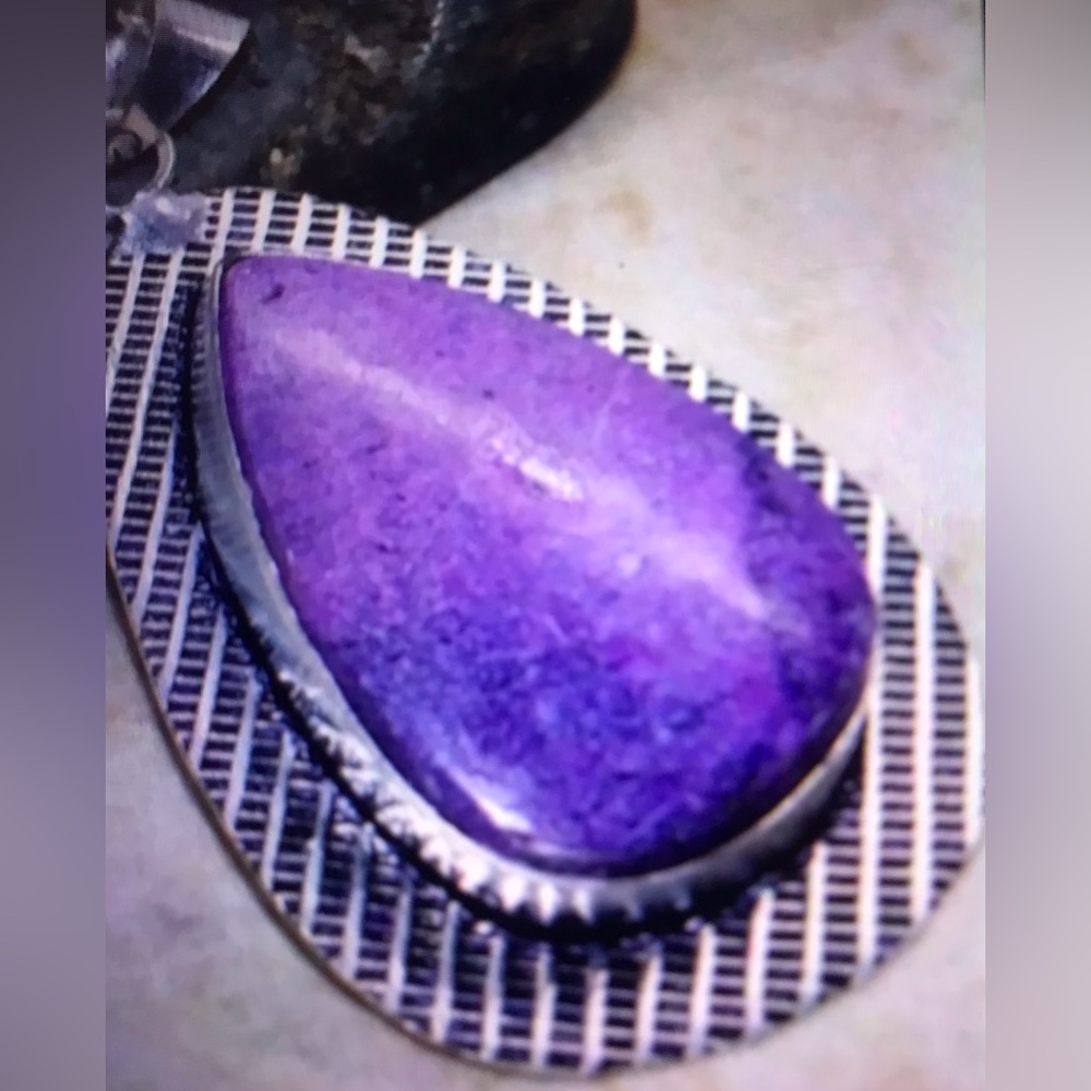 Purpurite Stamped 925 Sterling Silver Necklace